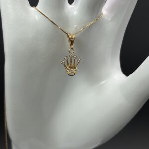 Dije Corona Imperial de 5 Puntas en Oro de 18k con Circones