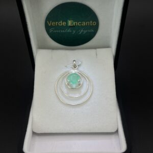 Dije de Plata 925 Órbitas Concéntricas con Esmeralda Central