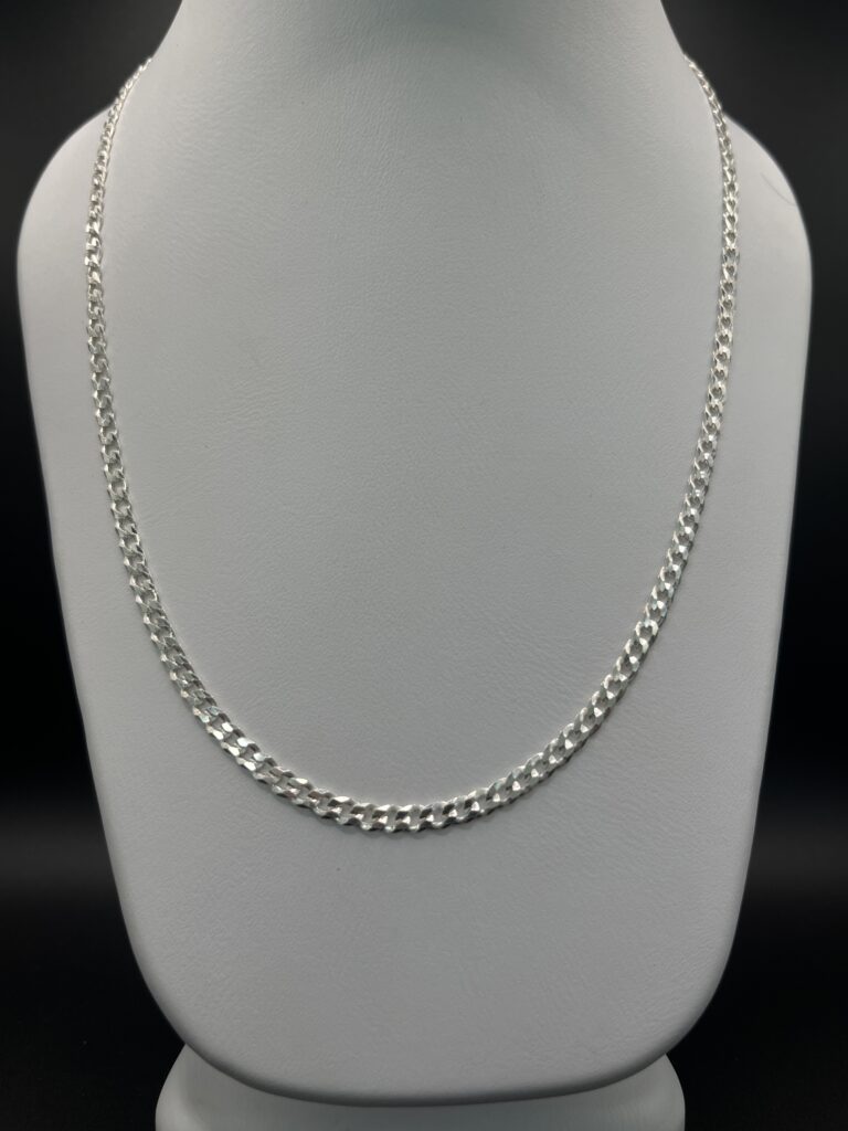 Cadena de Plata Italiana 925 Tejido Grumet Diamantado Fino