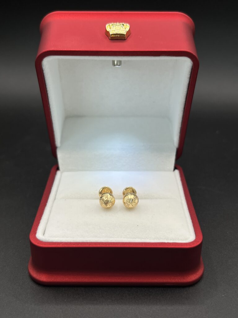 Topos en Oro de 18k Esferas Diamantadas Premium